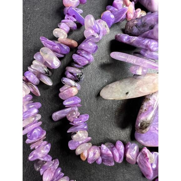 NEW charoite graduated chip beaded 20 inch necklace with stainless steel clasp - Picture 9 of 16